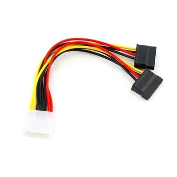 

10pcs/Lot New Arrival 4 Pin IDE Molex to 2 of 15 Pin Serial ATA SATA HDD Power Adapter Cable Dual Hard Drive Cable for PC