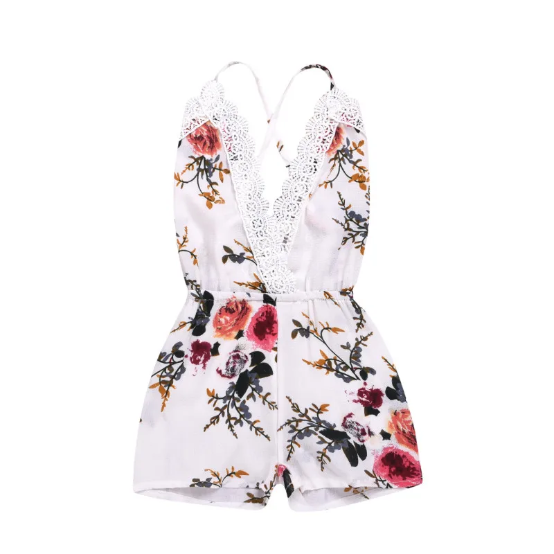

Hot Newborn Baby Girl V-Neck Lace Edge Romper Jumpsuit Outfit Toddler Kids Summer Clothes Floral Rompers Sunsuit Playsuit Tops