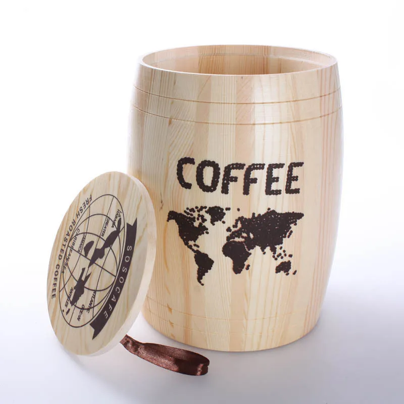 Wooden Barrels Coffee Beans Tea Oak Barrels Decorative Barrel for Bar