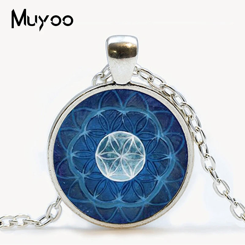 Новый Модный кулон цветок жизни ожерелье круглый стеклянный s Lampwork из муранского