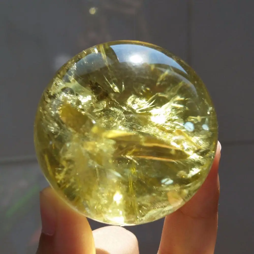 

Rainbow!! NATURAL Citrine Quartz Crystal Sphere Ball Healing/Stand