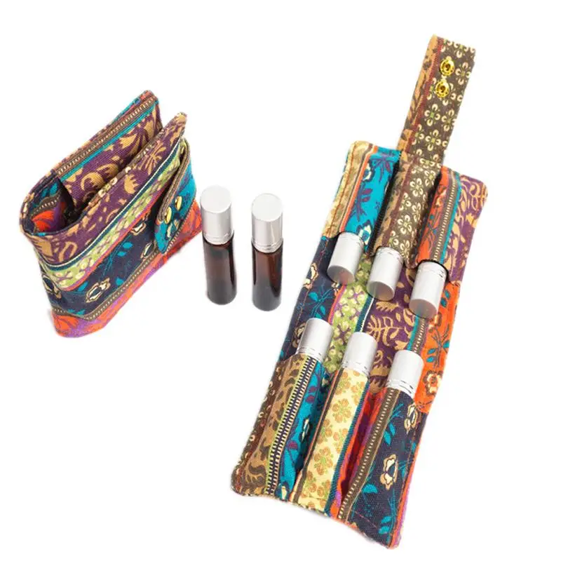  6 Grids Essential Oil Storage Bag 10ml Rolling Essential Oil Bottle Collectting Bag Ethnic Style Wo