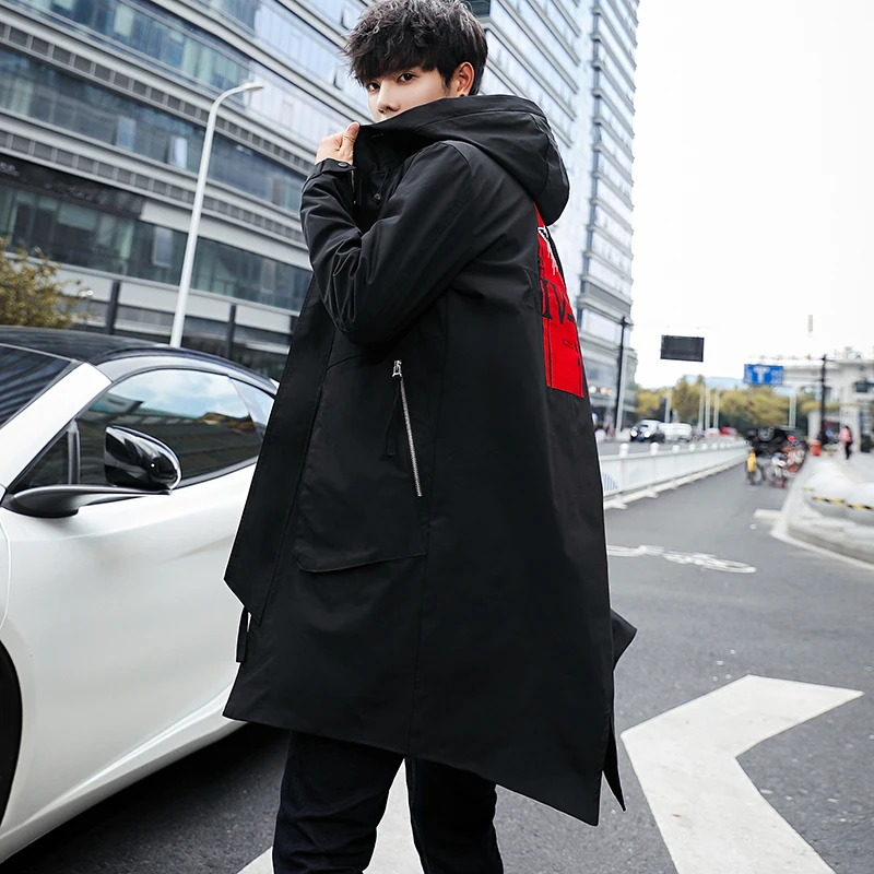 

2018 Autumn The New listing casual Pattern Man Long Hat Windbreaker Overcoat jacket Recommend Fashion Korean version size M-4XL