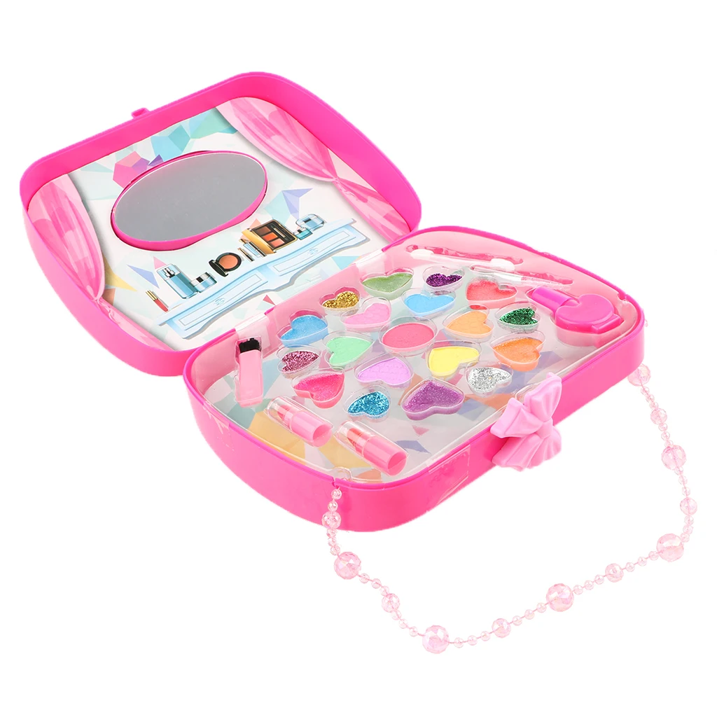 Kids Makeup Jewelry Box For Girl – Safe Washable Princess Cosmetics Set Eyeshadows, Lipstick, Nail Polish Beauty Set