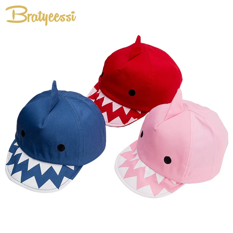 Cute Shark Baby Hat for Boy Adjustable Cotton Baseball Cap Kids Hat for
