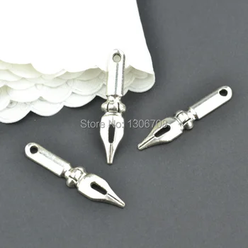 

100pcs/lots Antique metal tibetan silver charms fountain pen pendants for diy necklace bracelet jewelry making 32*7mm Z42941