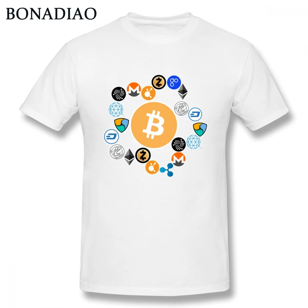 Cryptocurrency T-shirt Best Crypto Logos T Shirt For Male Round Neck Tee Bitcoin T shirt Plus size Causal Tees