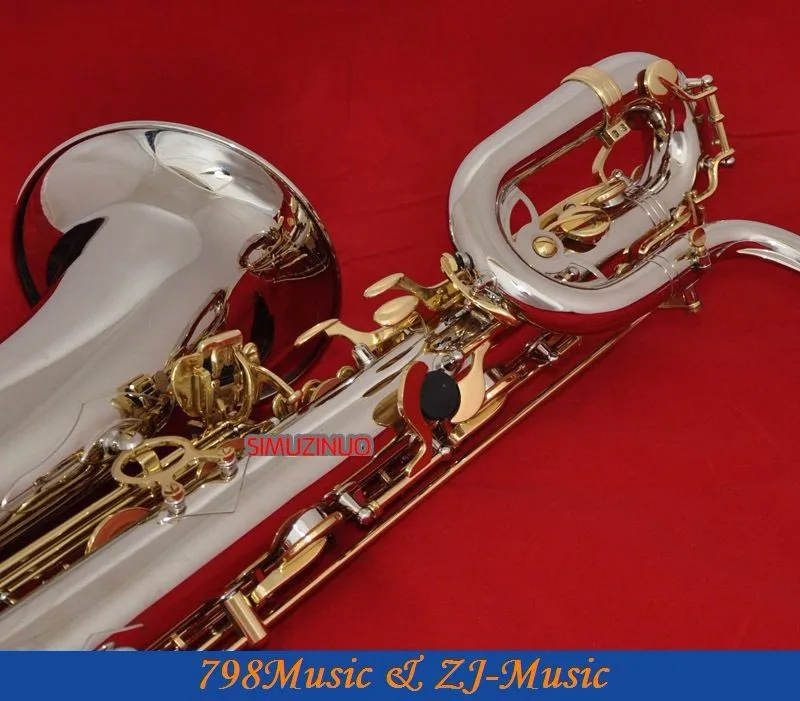 Профессиональный саксофон баритон никелированная трубка золотой лак КЛЮЧ Саксофон высокий F# чехол с мундштуком