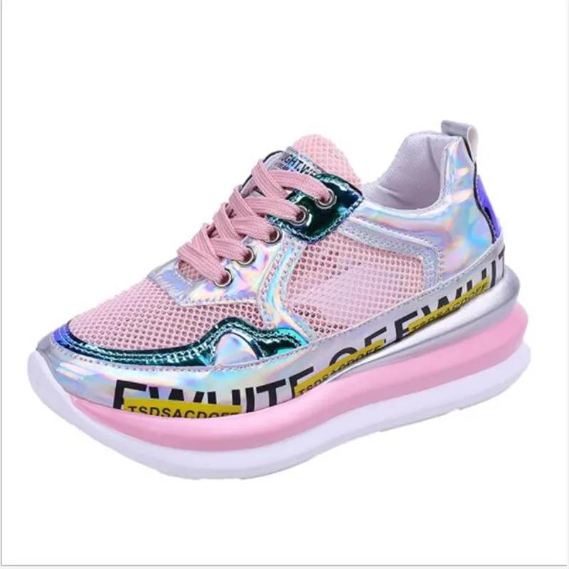 

Ladies casual shoes with canvas shoes platform shoes wedges casual shoes summer new color matching breathable mesh shoes