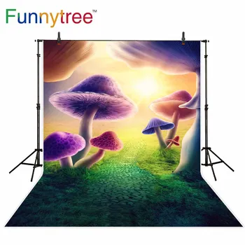 

Funnytree backdrop for photographic studio fariy tale mushrooms children cartoon wonderland background photobooth photocall