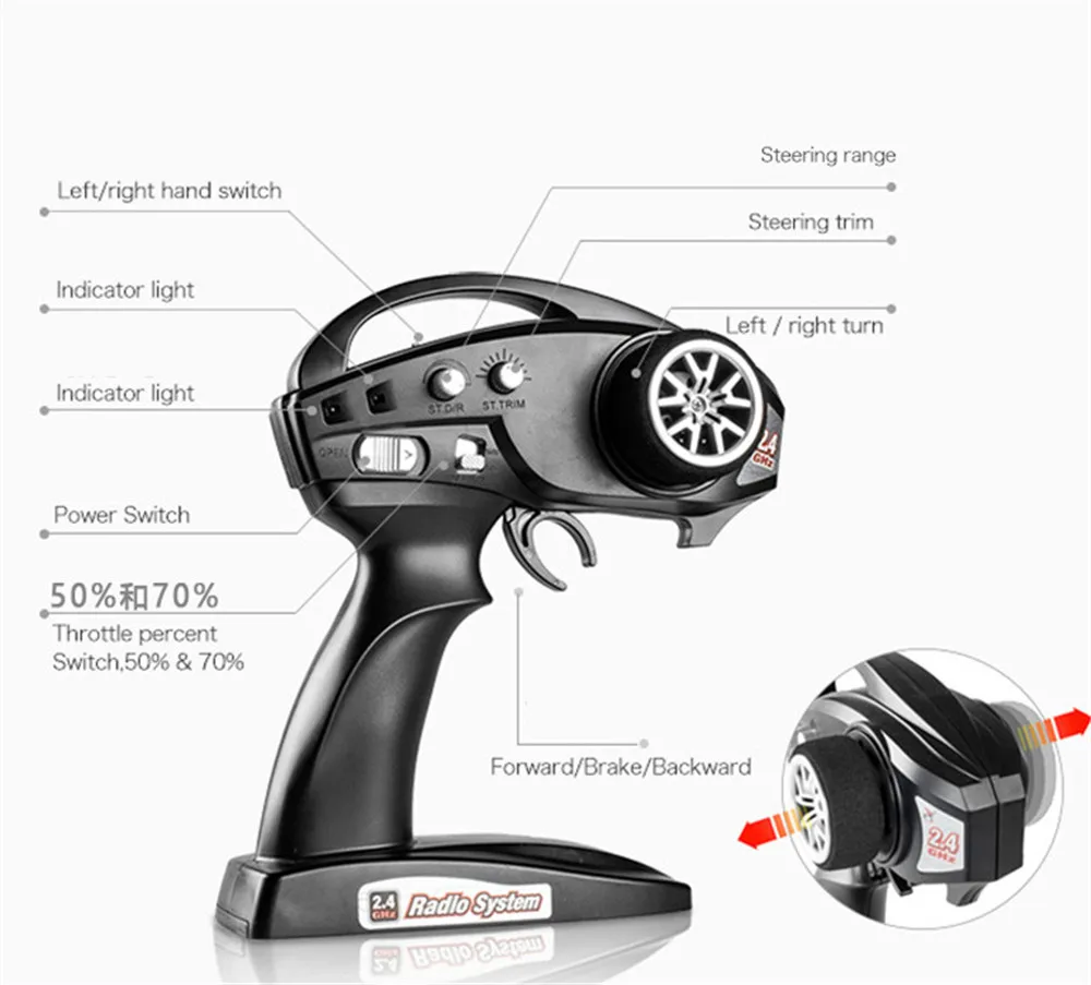 FY-TX01 Gun RC Radios High Speed Model Car Transmitter FY-03 FY-05 Remote Control Car Gun Type Remote Controller (2)