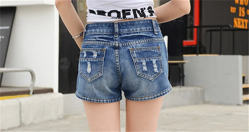 Mainland Retro Mid waist Women Short Jeans Woman Denim Female Wild Short-Pants Summer Loose Short Fashion Plus size Short jeans (20)