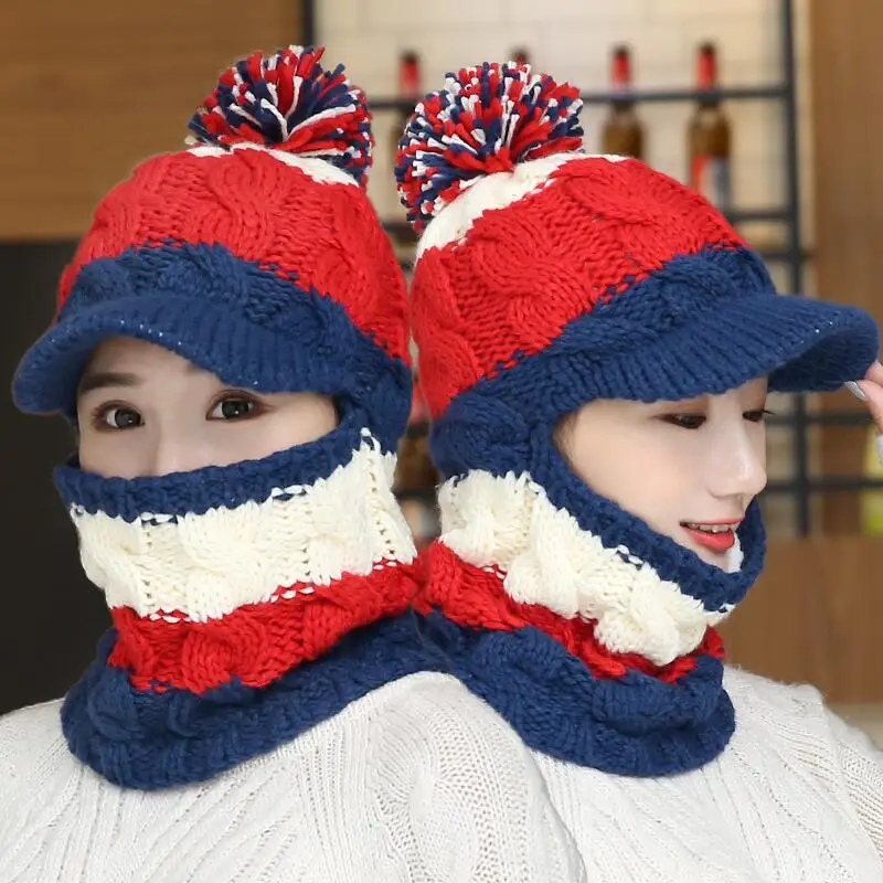 Bingyuanhaoxuan 2017 Зимние шапки Skullies Шапки зима для Для женщин шерстяной шарф Балаклава