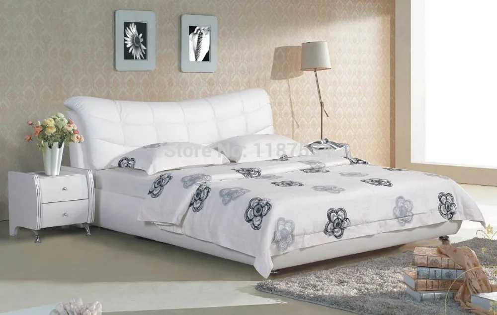 Bedroom furniture king size large soft bed leather comfortable bed B262
