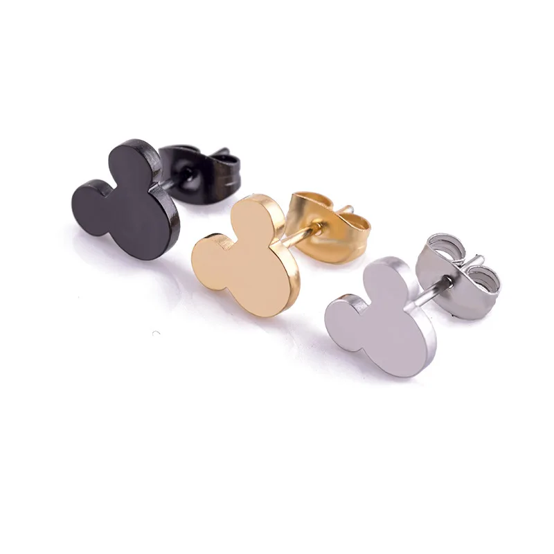 

Korean Fashion Cute Mickey Earrings Stainless Steel Jewelry Women Girls Kid Animal Mouse Stud Earring