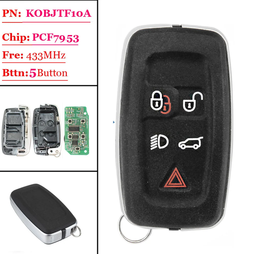 Free shipping (1 piece)5 button Car Remote Smart Key for Land Rover LR4