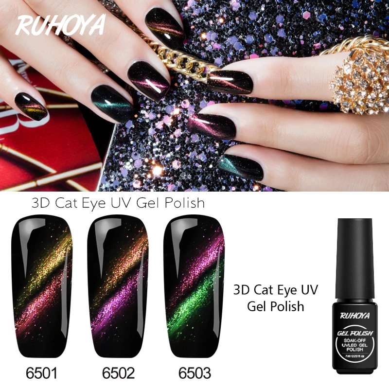 Ruhoya Lucky 3D кошачий глаз 24 цвета блестящий магнит сделай сам Гель лак