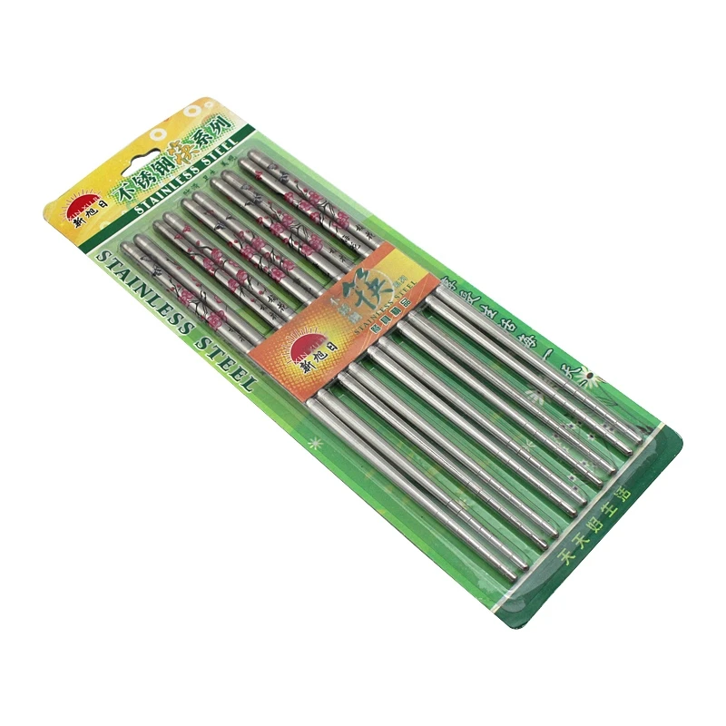 

5 Pair Stainless Steel Chinese Chopsticks Food sticks Plum Flower Pattern Chop Sticks Korean Stainless Steel Chopstick