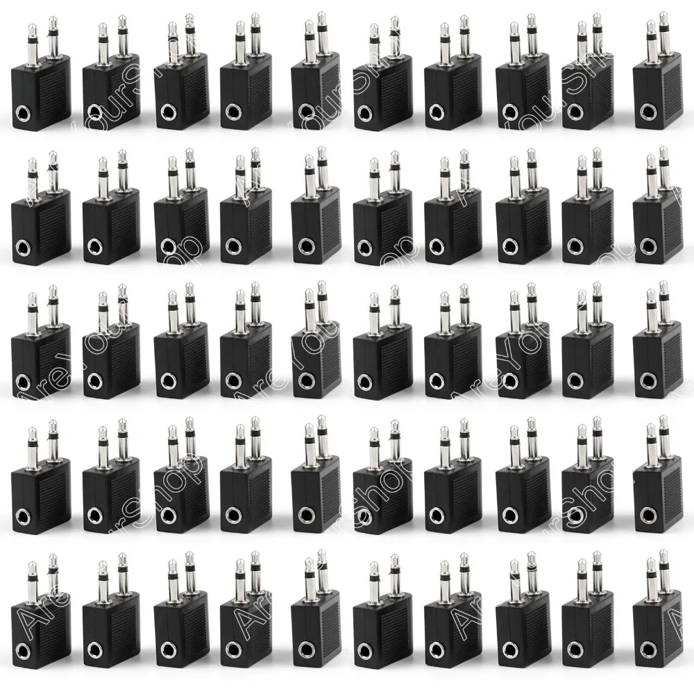Areyourshop Hot Sale 50Pcs Airplane Air Plane 3 5mm Stereo Headphone Earphone Socket Adapter Connector