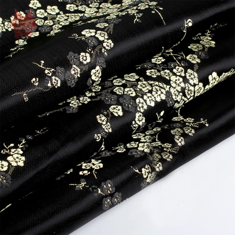 

Chinese vintage style black with gold floral jacquard brocade fabric for clothing DIY jacquard tissue tecidos stoffen SP4824