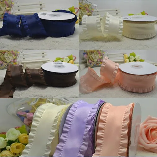 

Free Shipping Lotus Leaf Ribbon Wedding Party Festive Event Decoration Crafts Gifts Wrapping Supplies DIY Width 38mm 20Yd/roll
