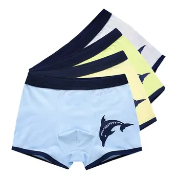 

4 Pc/lot Children Boxer Kids Underwear Baby's Boxer Boy's Underwear Cotton Flat Angle Pants2-14 Years