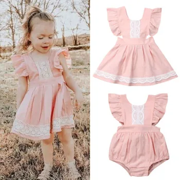 

Pudcoco Summer Sister Match Big Little Sister Girls Lace Dress Romper Summer Outfits Clothes