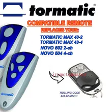 TORMATIC MAX 43-2, MAX 43-4, NOVO 502 2-CH, NOVO 504 4-CH замена пульта дистанционного управления 433,92 МГц прокатки код