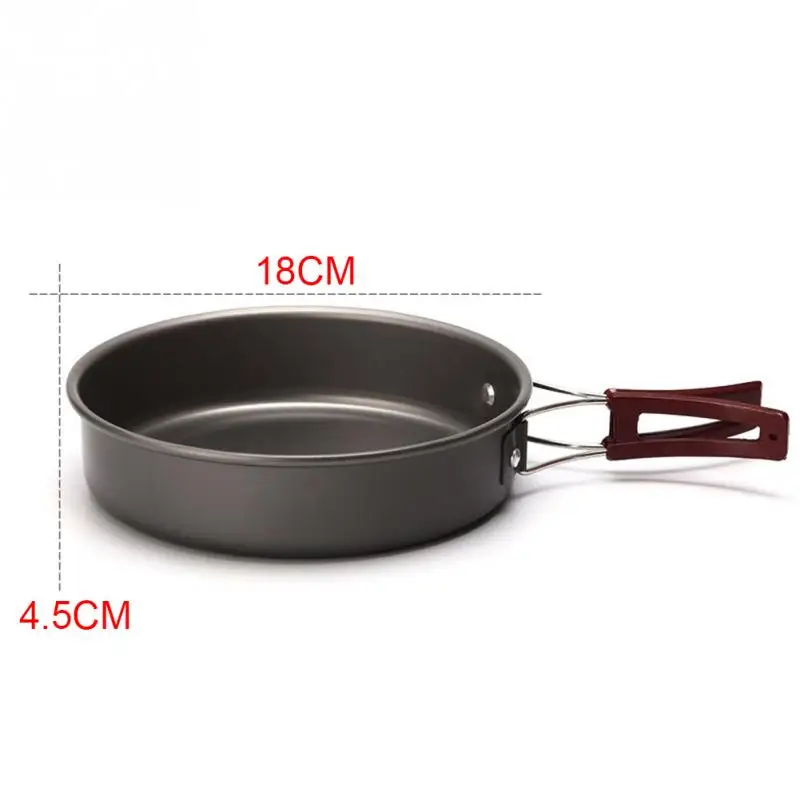 De aleación de aluminio de Camping al aire libre de la olla de Picnic medio sartén portátil sola olla diámetro 18 CM 1.1L redondo bote #18