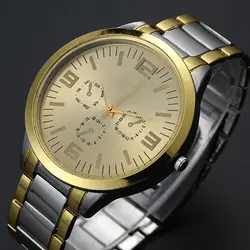 Новый Для мужчин Повседневное Бизнес золотого, серебряного цвета Цвет Нержавеющая сталь ремешок кварцевые наручные часы 181 g6tn ajy2