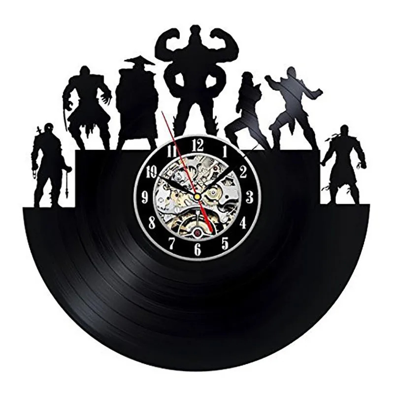 

Mortal Kombat Game CD Record Wall Clock Round Black Vinyl Hanging Clock Creative and Antique Style Modern Home Decor LED Clock