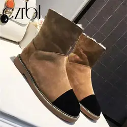 Czrbt/Новинка 2018 года, женские зимние ботинки из натуральной кожи на молнии, Теплые ботильоны, женские модные удобные зимние ботинки