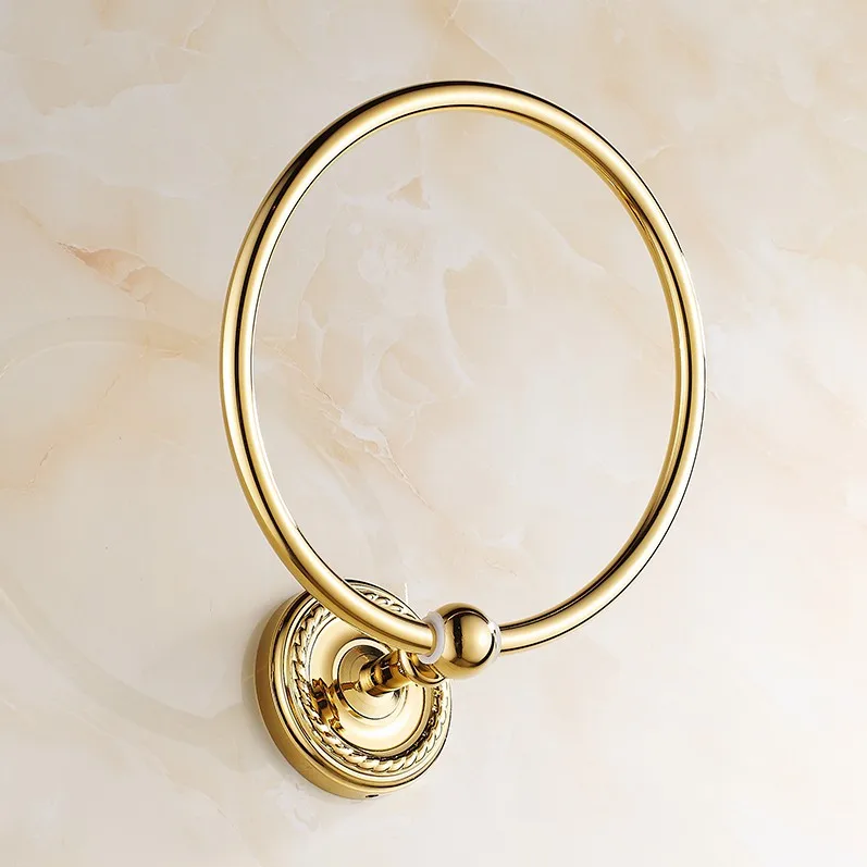 Towel Rings Luxury Gold Brass Towel Ring Towel Holder Bath Towel Bar Bathroom Accessories Home Decoration ZD773