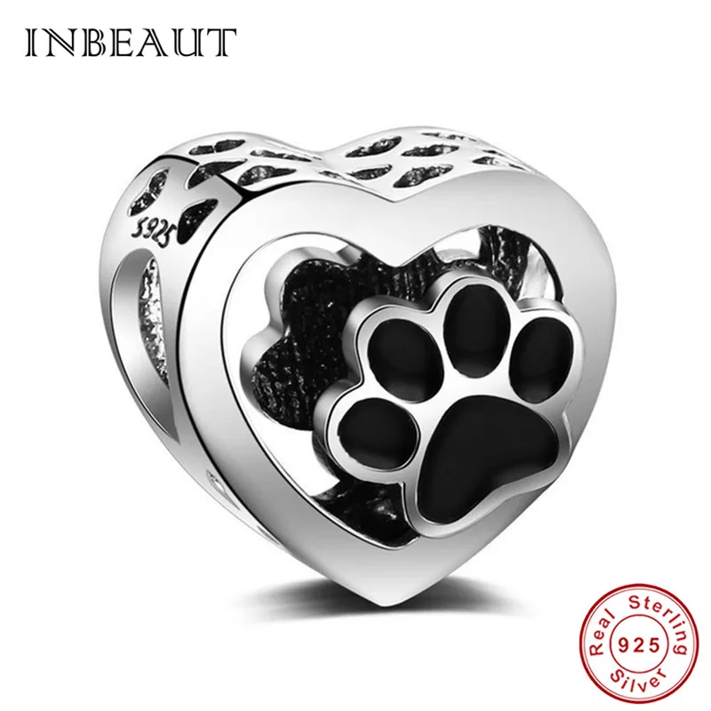 Браслет INBEAUT fit Pandora, серебро,, 925, розовый, кот, собака, единорог, подвески, маленький дьявол, Elepant, медведь, лапа, бусины, изготовление ювелирных изделий - Цвет: as112