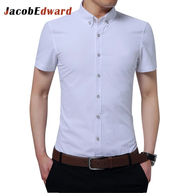 JacobEdward Camisas Blancas Masculino 2017 Verano Casual