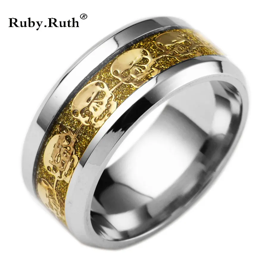 

Mens Stainless Steel Skull Ring Black Women's Wedding Ring Punk Jewelry