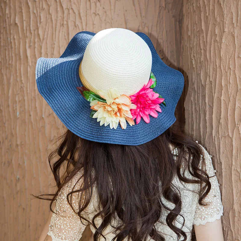 [DINGDNSHOW] модная женская складная шляпа широкий пляжный навес цветочные солнцезащитные очки широкополая соломенная шляпа женские летние шляпы