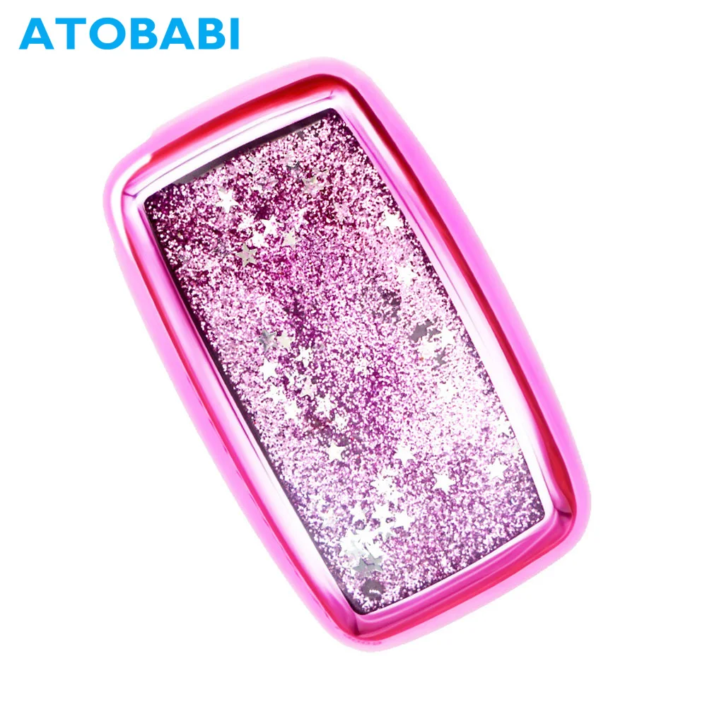 

ATOBABI Moving Shiny Quicksand Glitter Double Protection TPU Car Key FOB Case Cover for Land Rover Range Rover Jaguar XF Remote