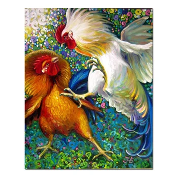 

colorful animal Full Square Drill 5D DIY Diamond Painting Fighting cock 3D Embroidery Cross Stitch Mosaic Home Decor Gift
