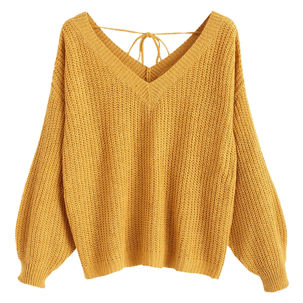 Orange Gold ZAFUL, высокое качество, толстый теплый женский свитер, модный вязаный мягкий свитер, джемпер, осень, v-образный вырез, топ с заниженным плечом, Женский пуловер - Цвет: Orange Gold