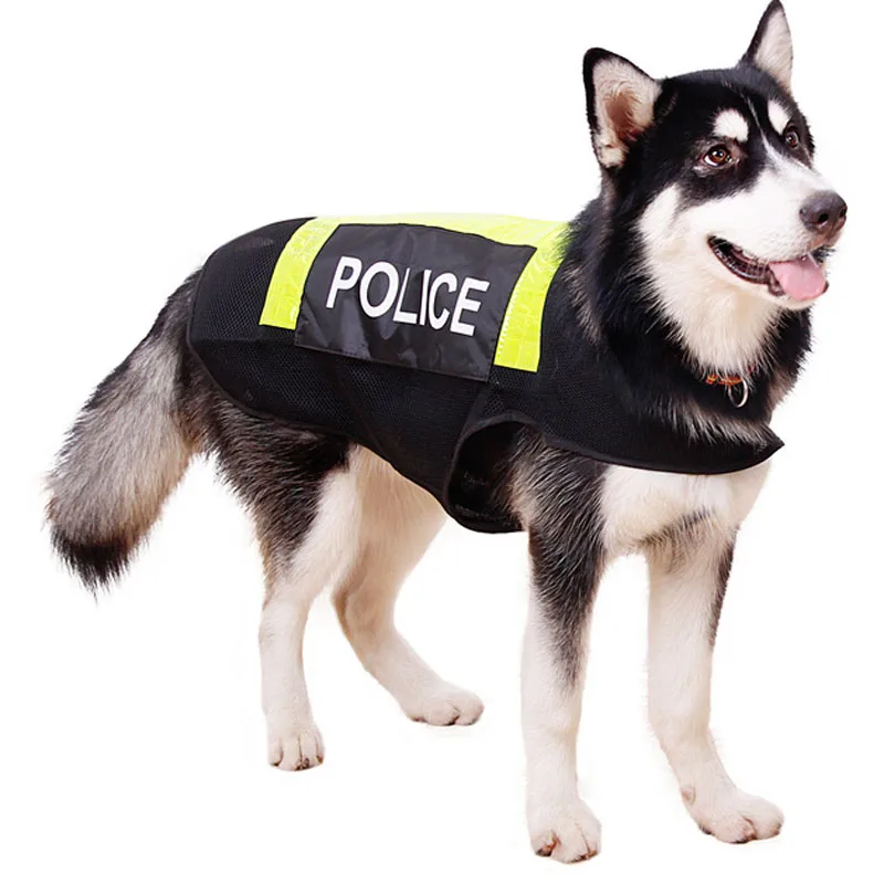 

Large Dog Reflective Vest Working Dog Police Costumes Clothes Breathable Mesh Fabric Patrol Style for Golden Bulldog Husky
