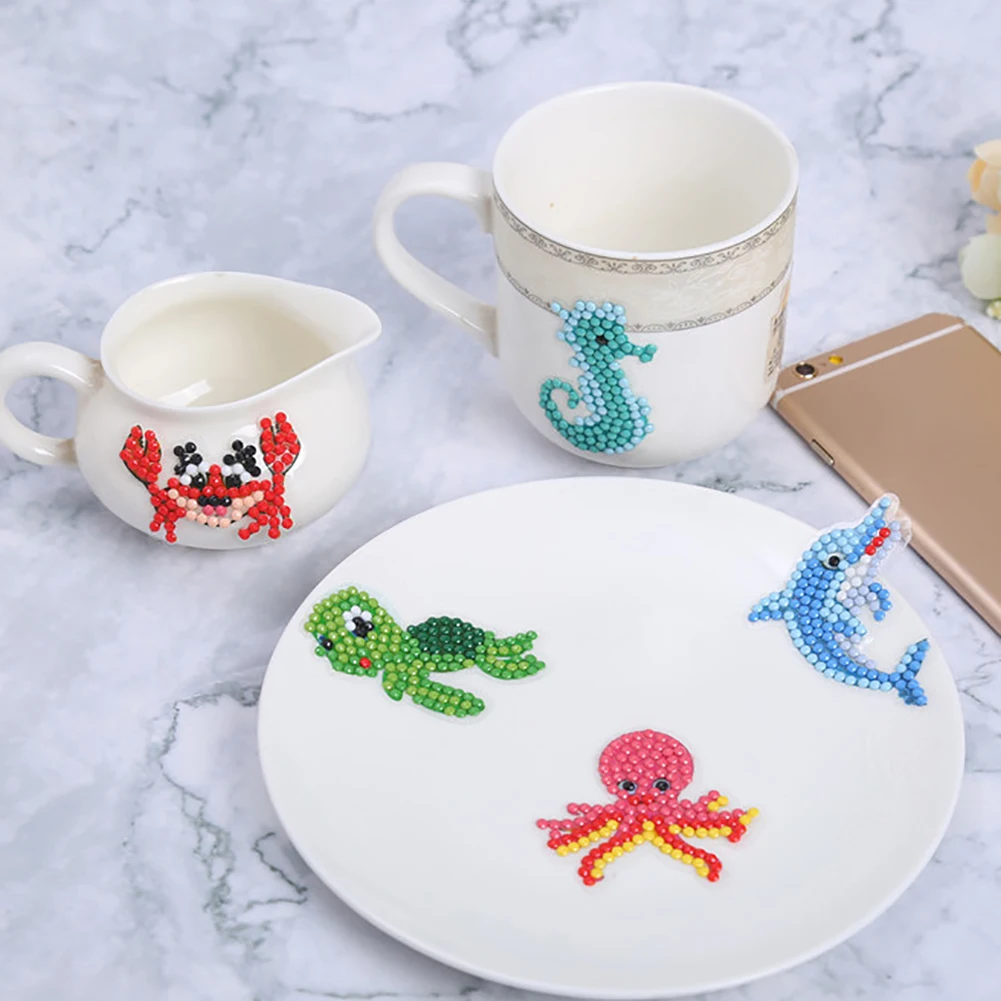 9 шт. наклейки на морские животные Смола горный хрусталь DIY Алмазная картина Наклейка на мешок Декор дневник в стиле Скрапбукинг