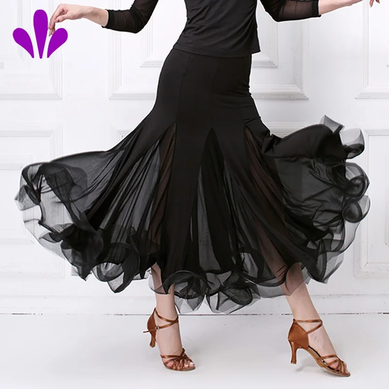 ballroom dance skirt dress skirt for women spanish dance skirts flamenco costume spanish skirts modern dance costumes black - Цвет: Black