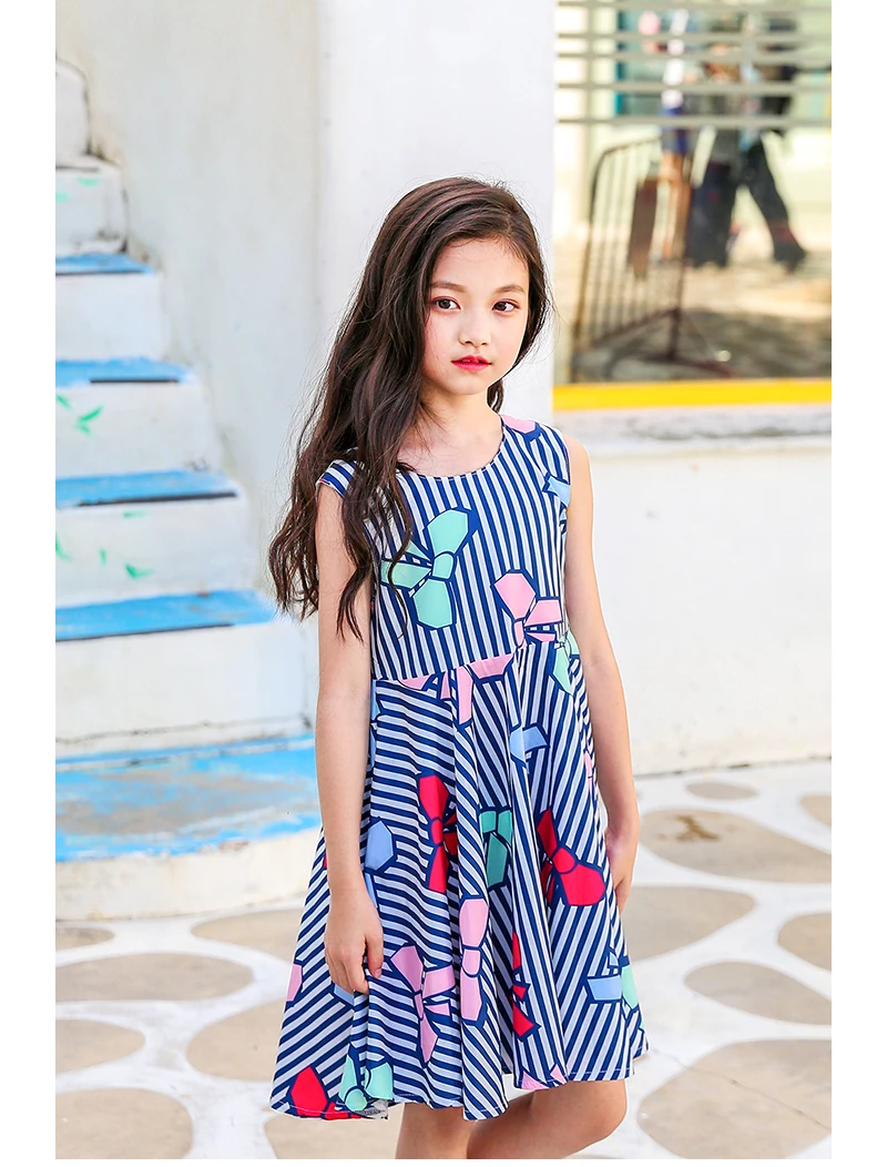 baby girl summer dress 2018 with bow pink blue print teenage children dresses girls 6 sleeveless kids party dresses for girls 4 5 6 7 8 9 10 11 12 13 14 15 years big little baby girl summer dress 2018 princess dress children (20)