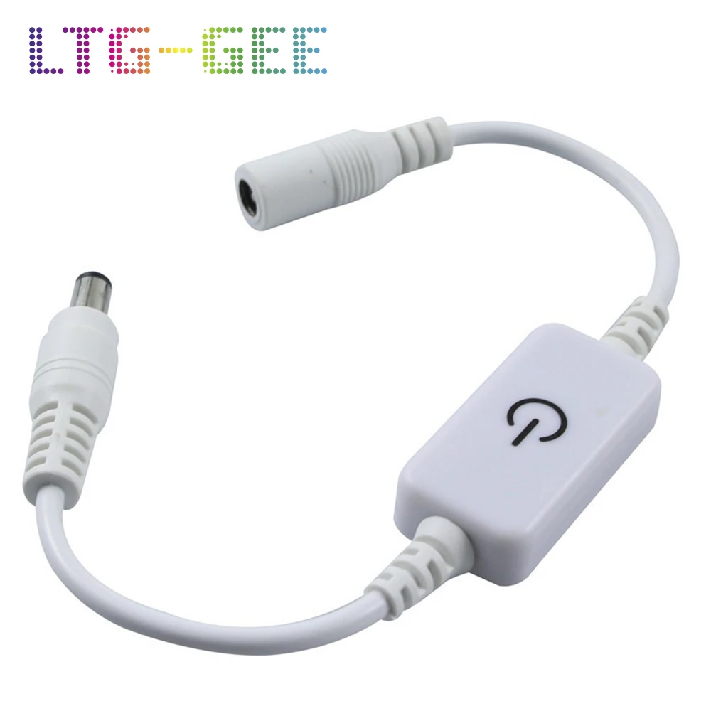

LTG-GEE LED Dimmer Touch Switch Brightness with DC Female Male Plug for Single Color LED Strip Lamp DC 12V-24V 3A Black/White