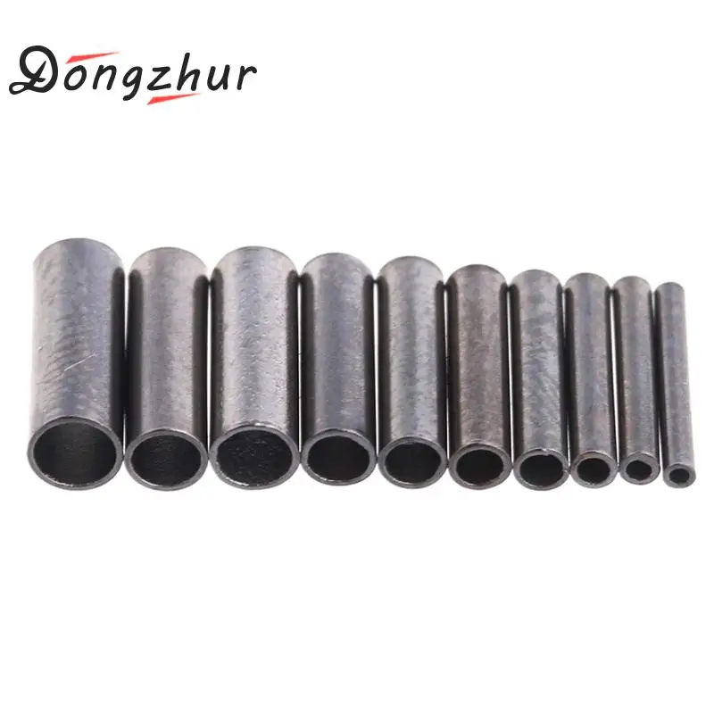 

Dongzhur 100pcs/set Black Round Copper Fishing Tube Fishing Wire Pipe Crimp Sleeves Connector Fishing Line Accessories DY0104