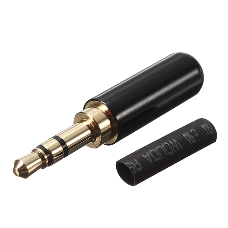 

3 Pole 3.5mm Male Headphone Jack Plug Metal Audio Soldering & Back cover 5 Colours gold, orange, black, white, silver