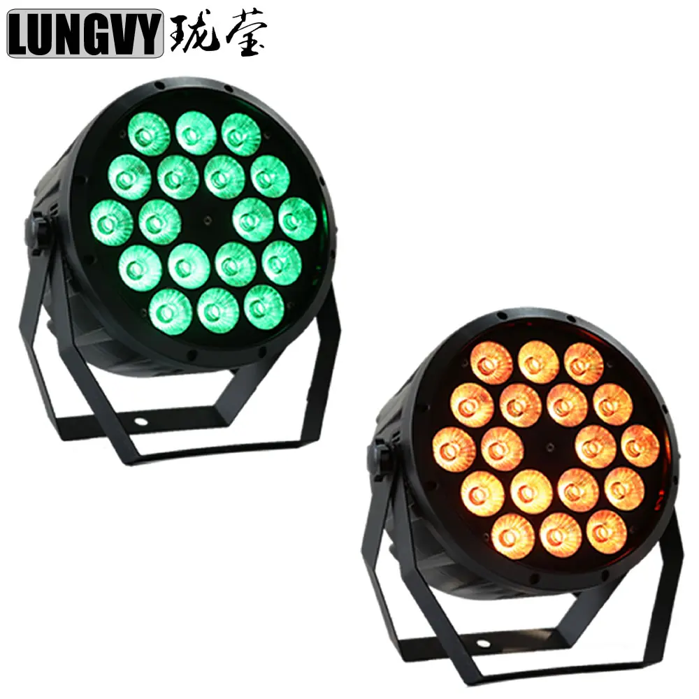 

Free Shipping 2pcs/Lot 18X10W 4in1 RGBW LED Flat Par Can Plastic Flat Led Par Stage Light DMX Disco Party Laser