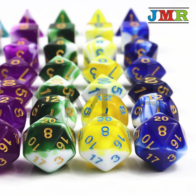 Подземелья и Драконы Набор кубиков высокое качество 7pc Die многогранных D4 D6 D8 D10 % D12