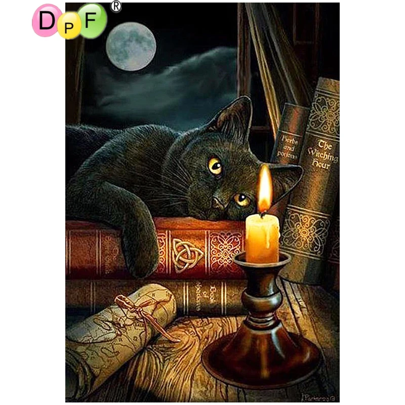 

Diamond painting cross stitch Candle light Cat 3d Diy Diamond Embroidery Gift Pasted kits Square mosaic Drill home decor crafts